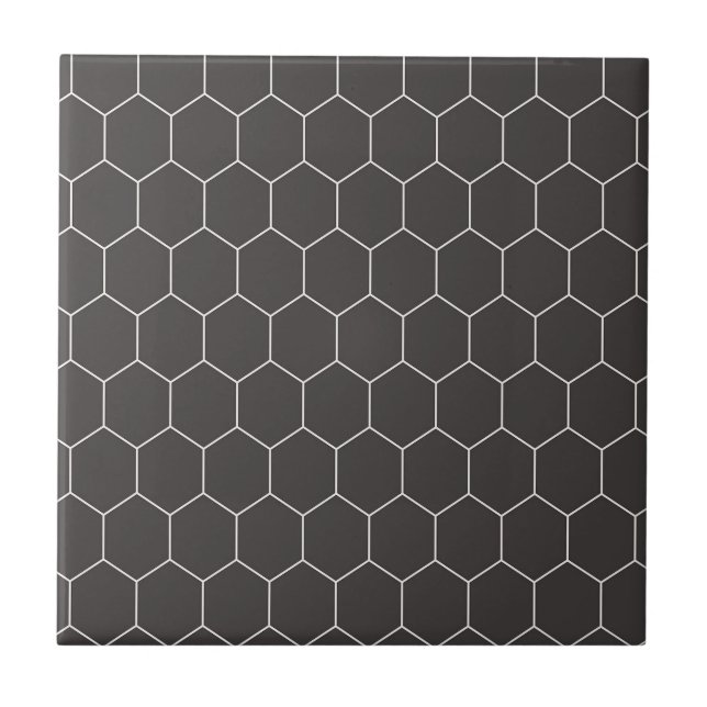 Azulejo De Cerâmica Padrão de Hexágono Preto (Frente)