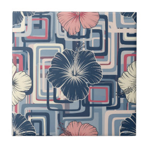 Azulejo De Cerâmica Padrão de Hibisco Tropical Costeiro (10)
