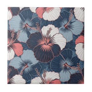 Azulejo De Cerâmica Padrão de Hibisco Tropical Costeiro (14)