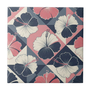 Azulejo De Cerâmica Padrão de Hibisco Tropical Costeiro (3)