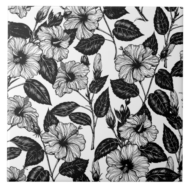 Azulejo De Cerâmica Padrão de hibiscus (Frente)