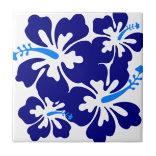 Azulejo De Cerâmica Padrão de Hibiscus Azul