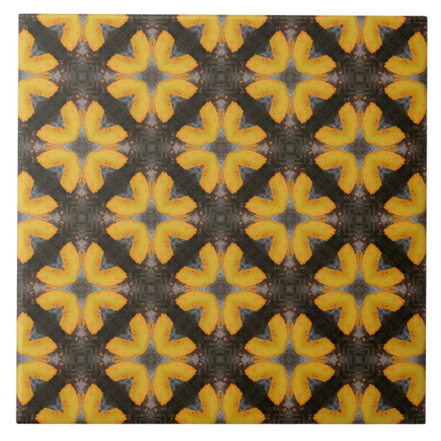 Azulejo De Cerâmica Padrão de Hipster moderno amarelo e preto (Frente)
