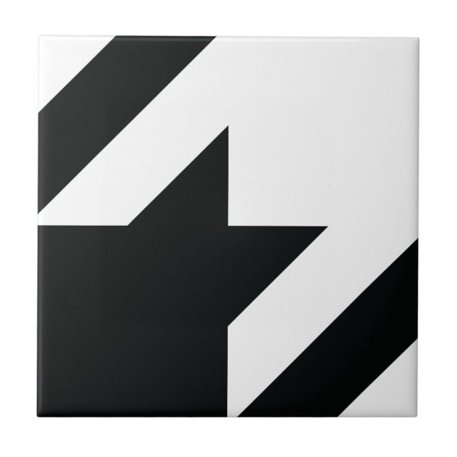 Azulejo De Cerâmica Padrão de Houndstooth Preto Branco (Frente)