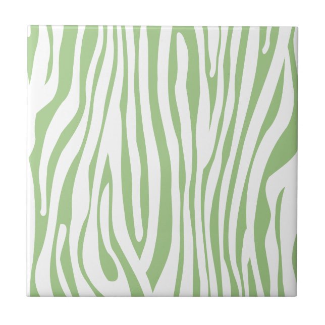 Azulejo De Cerâmica Padrão de Impressão de Animais de Zebra Verde (Frente)