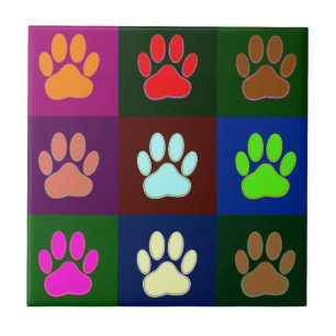 Azulejo De Cerâmica Padrão de impressão de pata de cão multicolorido