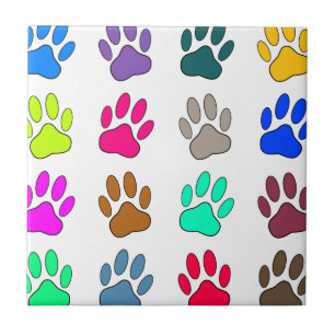 Azulejo De Cerâmica Padrão de impressão de pata de cão multicolorido