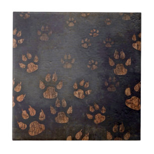 Azulejo De Cerâmica Padrão de Impressão de Pet Paw Rustic de Preto Esc