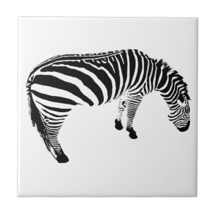 Azulejo De Cerâmica Padrão de impressão de zebra preto e branco em neg