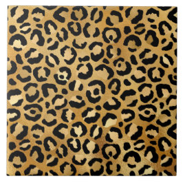 Azulejo De Cerâmica Padrão de impressão do leopardo em Dourado e preto