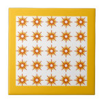 Azulejo De Cerâmica Padrão de Interrupção Laranja e Amarelo do Século<br><div class="desc">design de inspiração moderna do século médio com padrão antigo de estrelas de cor laranja retrógrada em fundo branco, enquadrado em amarelo brilhante. Design simples e limpo moderno. Um design de uma coleção coordenadora. Crie seu próprio padrão personalizado carregando uma nova imagem ou use o botão "mensagem" para entrar em...</div>