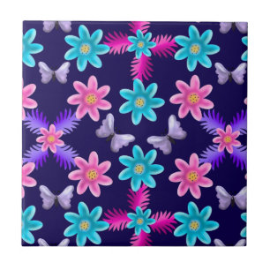 Azulejo De Cerâmica Padrão de Jardim de Borboletas Pastel   Cottagecor
