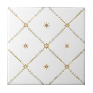 Azulejo De Cerâmica Padrão de Joia em Treliça Pearl Sunburst
