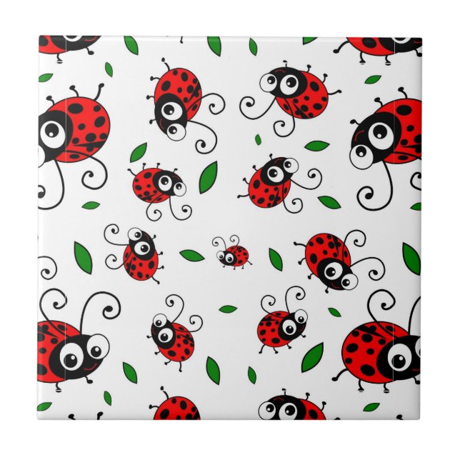 Azulejo De Cerâmica Padrão de ladybug (Frente)