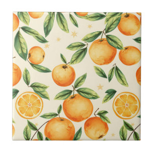 Azulejo De Cerâmica Padrão de Laranja em Aquarela