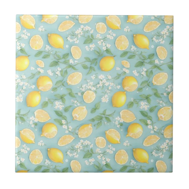 Azulejo De Cerâmica Padrão de Lemon Kitchen Lemons (Frente)