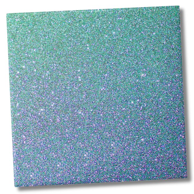 Azulejo De Cerâmica Padrão de Lente Azul Verde Trendy (Blue Green Ombre Glitter Background Tile)