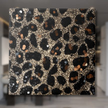 Padrão de Leopardo Dourado Preto Marrom Brilho Lux