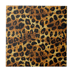 Azulejo De Cerâmica Padrão de Leopardo Luxuoso Dourado Marrom Ferrugem