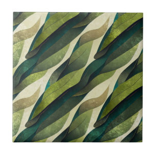 Azulejo De Cerâmica Padrão de Leque Art Déco Verde Terroso (2)