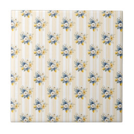 Azulejo De Cerâmica Padrão de Limão Azul Mediterrâneo