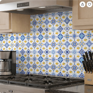 Azulejo De Cerâmica Padrão de Limão Country Francês Azul
