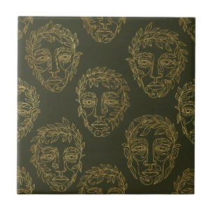 Azulejo De Cerâmica Padrão de Linha de Face Botânica Rústica (2)