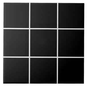 Azulejo De Cerâmica Padrão de Linha de Grade Preto e Branco
