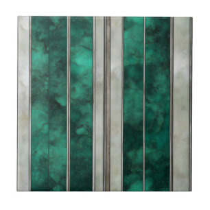 Azulejo De Cerâmica Padrão de Linha de Prata Esmeralda