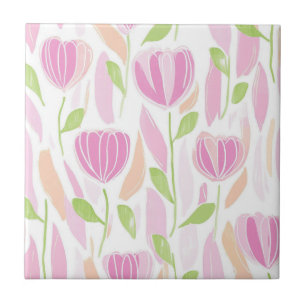 Azulejo De Cerâmica Padrão de Linha Floral Abstrata Moderna (1)