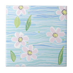 Azulejo De Cerâmica Padrão de Linha Floral Abstrata Moderna (10)