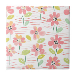 Azulejo De Cerâmica Padrão de Linha Floral Abstrata Moderna (3)