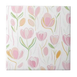 Azulejo De Cerâmica Padrão de Linha Floral Abstrata Moderna (5)