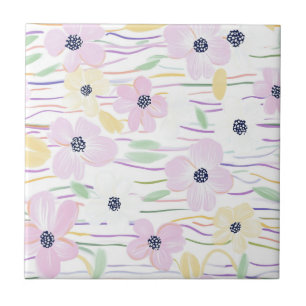 Azulejo De Cerâmica Padrão de Linha Floral Abstrata Moderna (6)