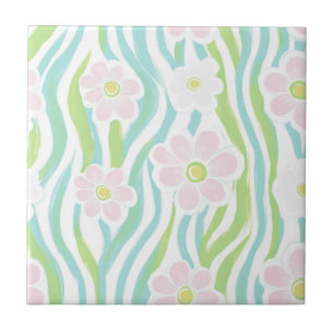 Azulejo De Cerâmica Padrão de Linha Floral Abstrata Moderna (8)
