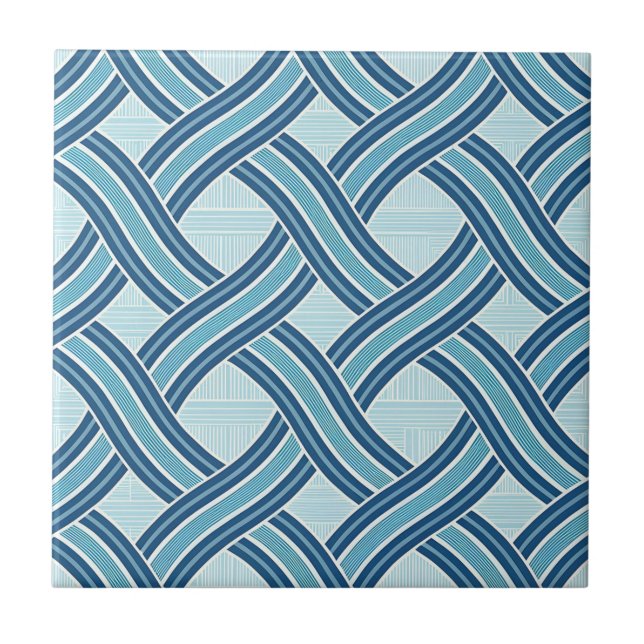 Azulejo De Cerâmica Padrão de Linhas Azuis (Frente)