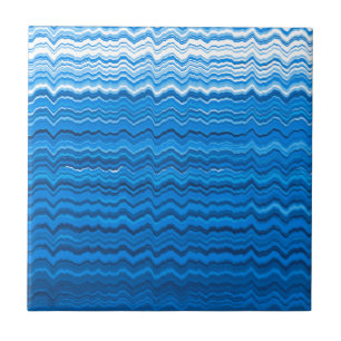 Azulejo De Cerâmica Padrão de linhas onduladas azuis