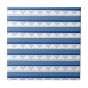 Azulejo De Cerâmica Padrão de Listra de Triângulo Azul 