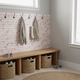 Azulejo De Cerâmica Padrão de Listra Floral em Aquarela Rosa