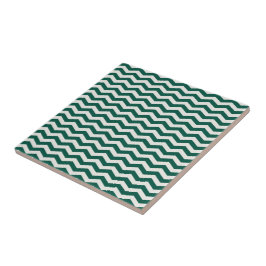 Azulejo De Cerâmica Padrão de listra zigue-zague em chevron verde-teal