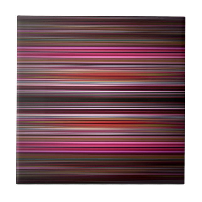 Azulejo De Cerâmica Padrão de listras rosa (Frente)