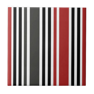 Azulejo De Cerâmica Padrão de Listras Verticais Vermelho Preto Cinza
