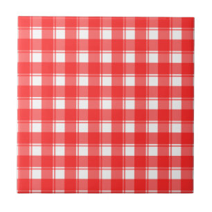 Azulejo De Cerâmica Padrão de Listras Xadrez Vermelho Branco