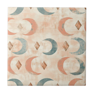 Azulejo De Cerâmica Padrão de Lua Floral Boho Celestial (6)