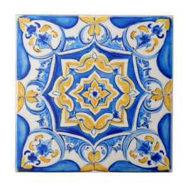 Azulejo De Cerâmica Padrão de Majólica Pintado à Mão