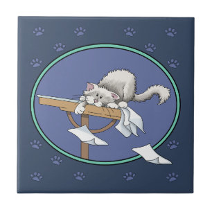 Azulejo De Cerâmica Padrão de maldição de gato