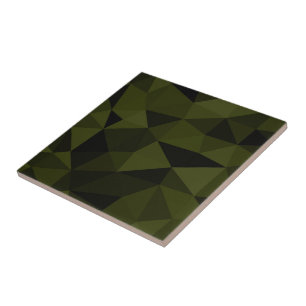 Azulejo De Cerâmica Padrão de malha geométrica preta verde exército es