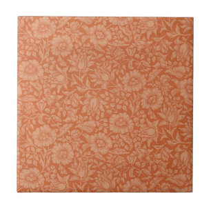 Azulejo De Cerâmica Padrão de Malva de William Morris: Floral Terracot