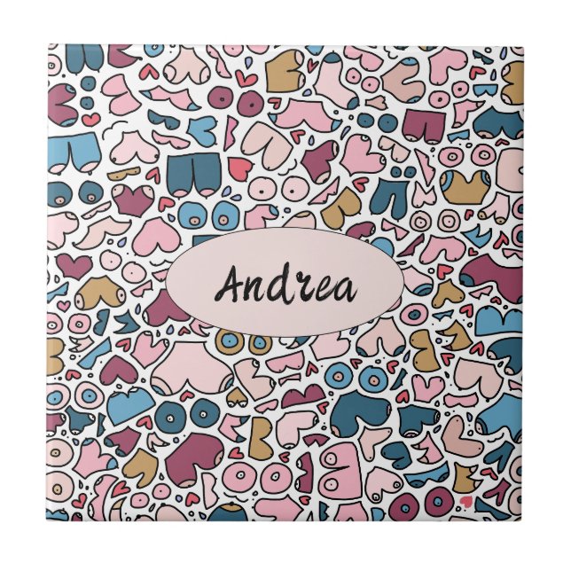 Azulejo De Cerâmica Padrão de mama neutro (Frente)