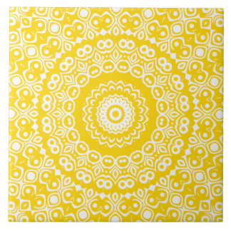 Azulejo De Cerâmica Padrão de Mandala Amarelo Dourado
